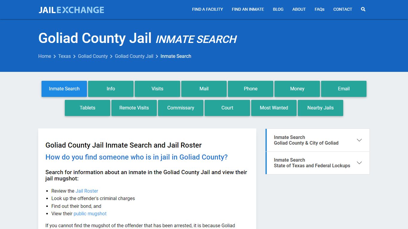 Inmate Search: Roster & Mugshots - Goliad County Jail, TX - Jail Exchange